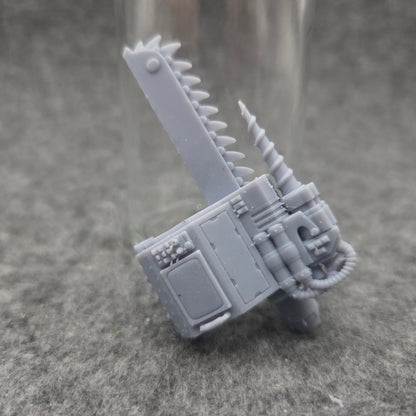 Combat Medic Servo Gauntlet with Chainblade custom resin accessory compatible with JoyToy 1:18 scale armored action figures for painting, customization, and display.
