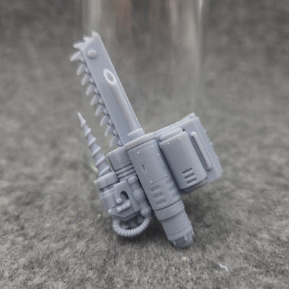 Combat Medic Servo Gauntlet with Chainblade custom resin accessory compatible with JoyToy 1:18 scale armored action figures for painting, customization, and display.