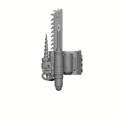 Combat Medic Servo Gauntlet with Chainblade custom resin accessory compatible with JoyToy 1:18 scale armored action figures for painting, customization, and display.