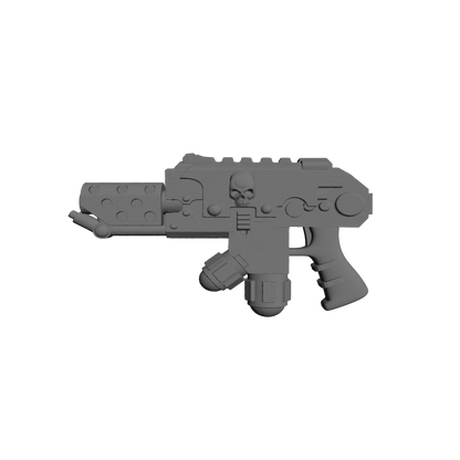 Elite Alien Hunter Veteran Flamer Pyre-Gun with Judicators Symbol and Skull compatible with JoyToy 1:18 scale armored action figures