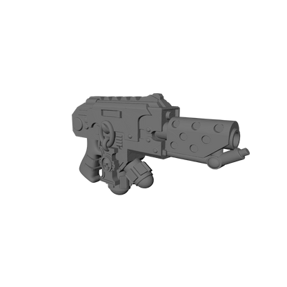 Elite Alien Hunter Veteran Flamer Pyre-Gun with Judicators Symbol and Skull compatible with JoyToy 1:18 scale armored action figures