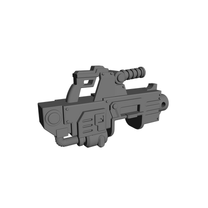 Heavy Assault Cannon with Drum Magazine custom resin heavy weapon kit compatible with JoyToy 1:18 scale armored action figures.
