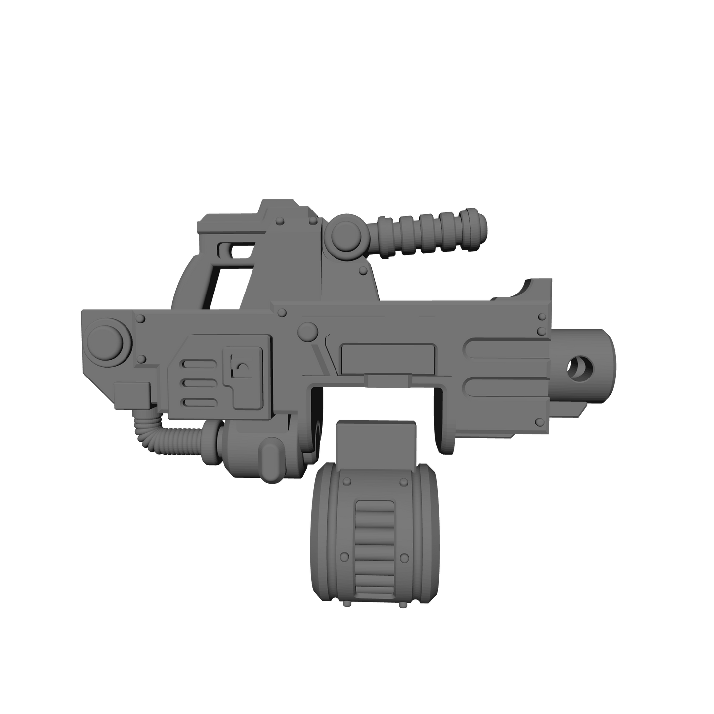 Heavy Assault Cannon with Drum Magazine custom resin heavy weapon kit compatible with JoyToy 1:18 scale armored action figures.