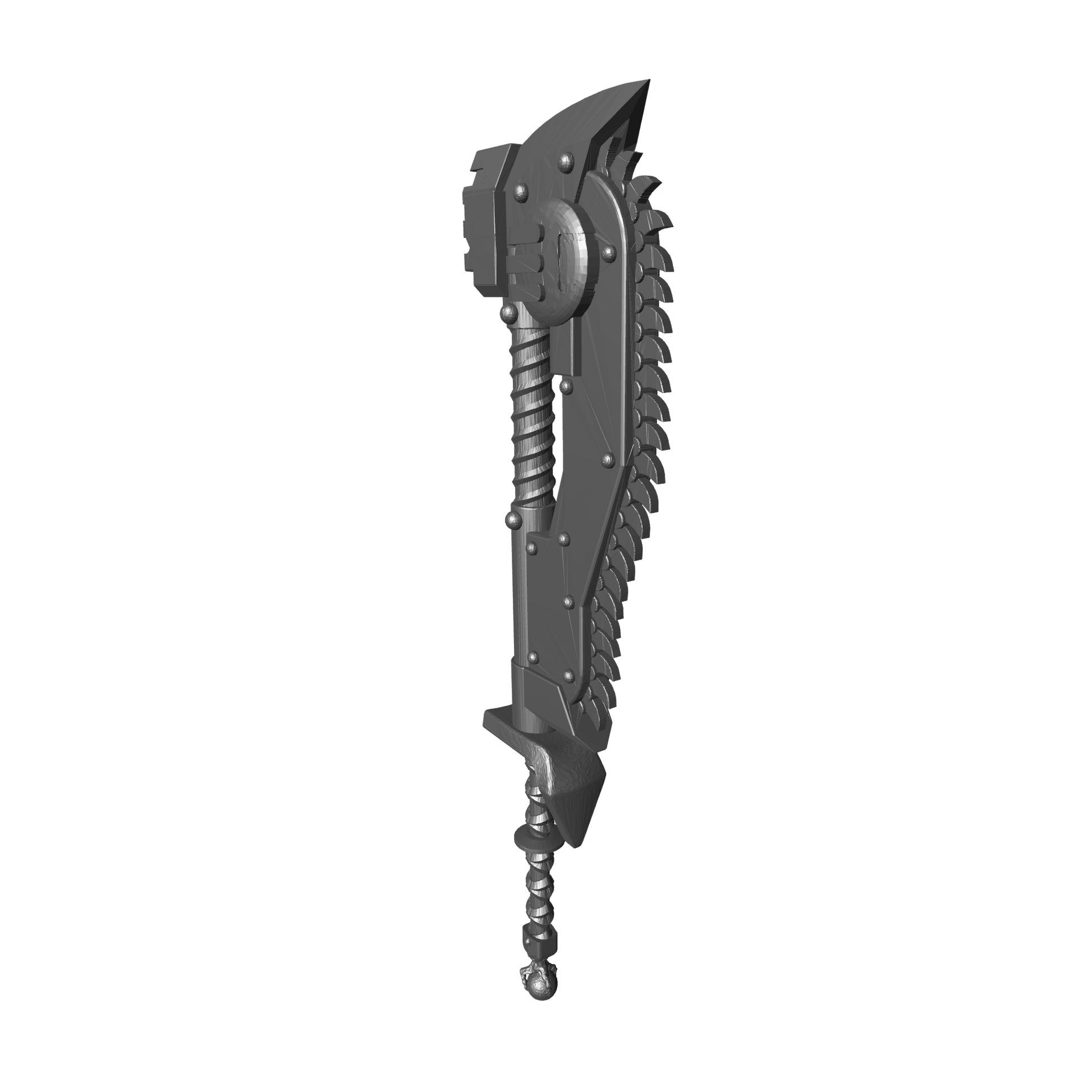 Hellforged custom two-handed chain axe with claw compatible with JoyToy 1:18 scale armored action figures custom resin weapon