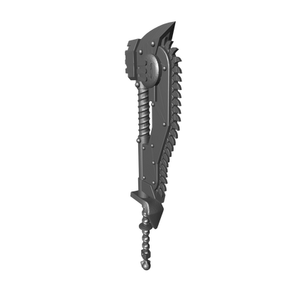 Hellforged custom two-handed chain axe with claw compatible with JoyToy 1:18 scale armored action figures custom resin weapon