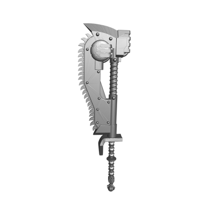 Hellforged custom two-handed chain axe with claw compatible with JoyToy 1:18 scale armored action figures custom resin weapon