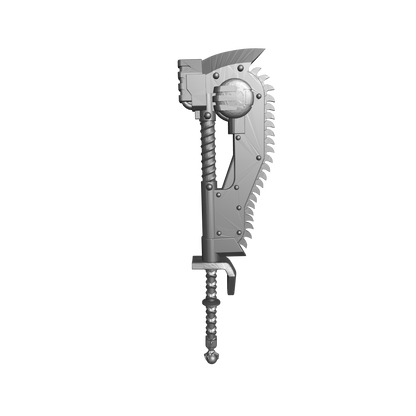 Hellforged custom two-handed chain axe with claw compatible with JoyToy 1:18 scale armored action figures custom resin weapon