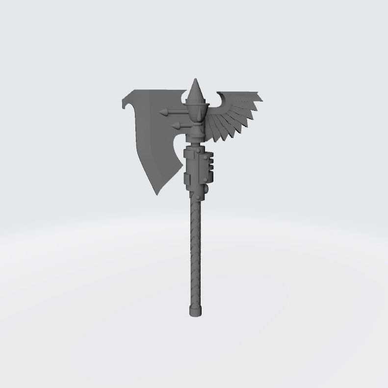 Sanguis Warrior Order Blood Drop Chalice Power Axe custom resin weapon designed to fit JoyToy 1:18 scale armored action figures.