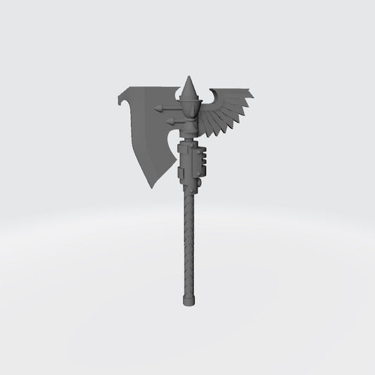 Sanguis Warrior Order Blood Drop Chalice Power Axe custom resin weapon designed to fit JoyToy 1:18 scale armored action figures.