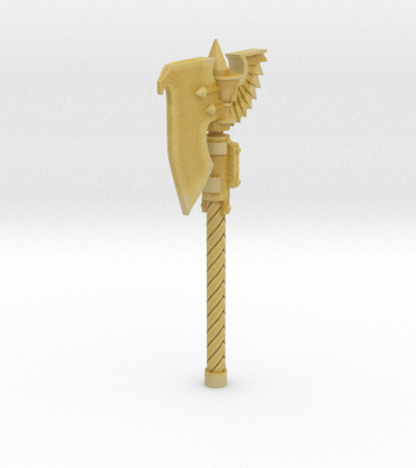 Sanguis Warrior Order Blood Drop Chalice Power Axe custom resin weapon designed to fit JoyToy 1:18 scale armored action figures.