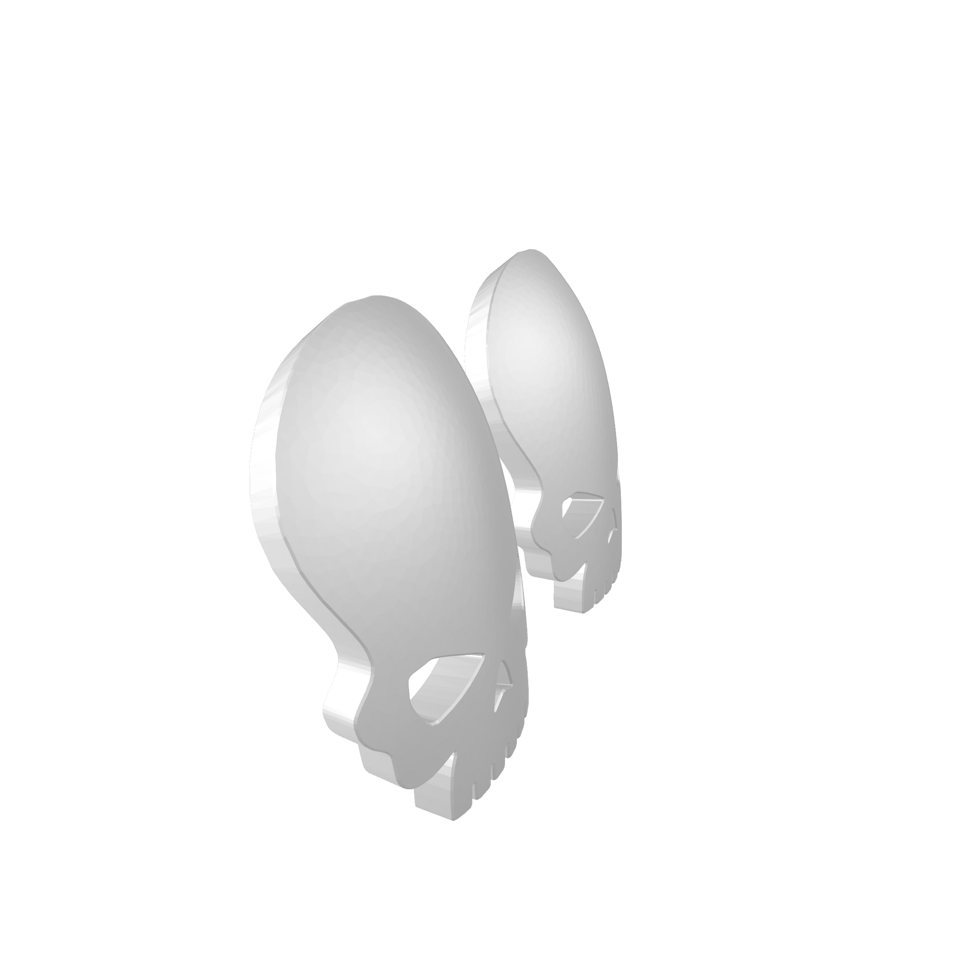Two Skull knee pad decals in custom resin compatible with JoyToy 1:18 scale armored action figures.