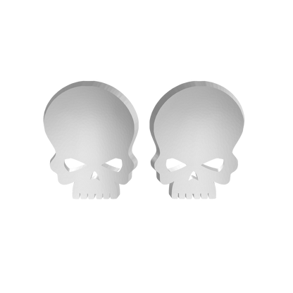 Two Skull knee pad decals in custom resin compatible with JoyToy 1:18 scale armored action figures.