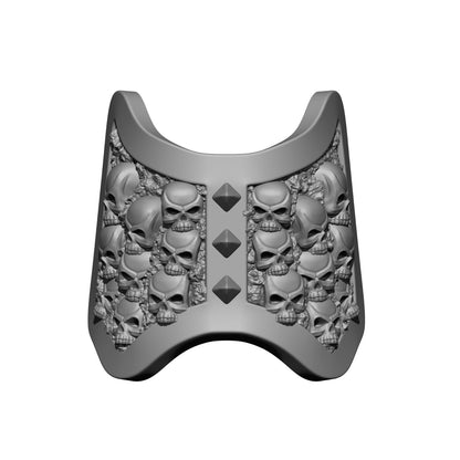 Shin guard decal with skull inlay and spikes compatible with JoyToy 1:18 scale armored action figures custom resin armor