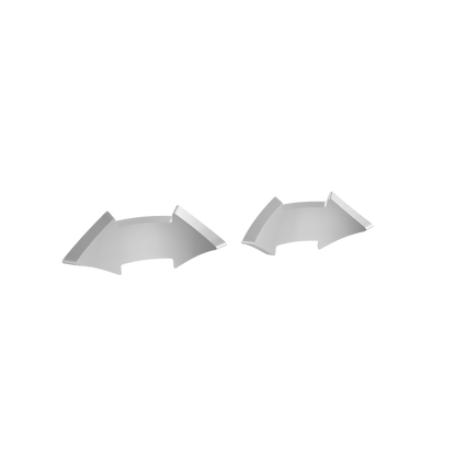 Two Tactical Double Arrow knee pad decals in custom resin compatible with JoyToy 1:18 scale armored action figures.