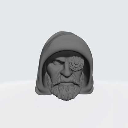 Tech Engineer Warrior Priest veteran hood with cyber left eye head swap compatible with JoyToy 1:18 scale armored action figures custom resin head