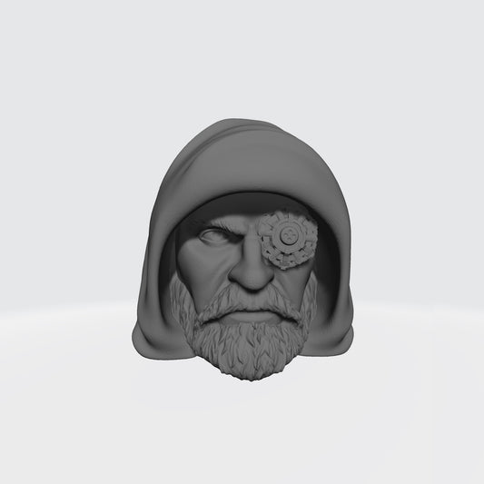 Tech Engineer Warrior Priest veteran hood with cyber left eye head swap compatible with JoyToy 1:18 scale armored action figures custom resin head