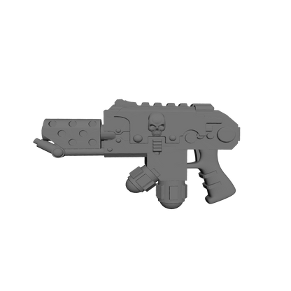Templar Warrior Order Pyre-Gun Flamer with Skull resin weapon upgrade for 1:18 Scale Grimdark Armored Soldier figures compatible with JoyToy
