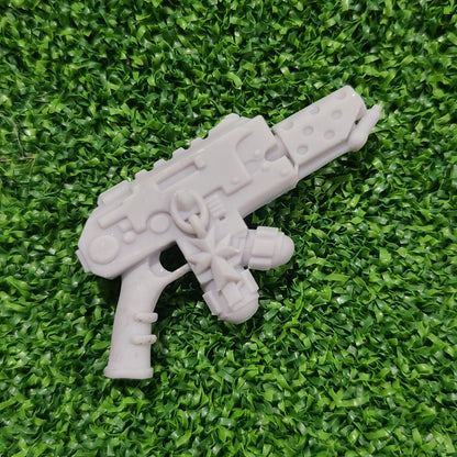 Templar Warrior Order Pyre-Gun Flamer with Skull resin weapon upgrade for 1:18 Scale Grimdark Armored Soldier figures compatible with JoyToy