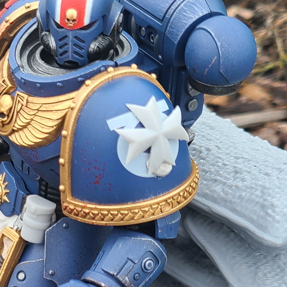 Templar Warrior Order shoulder pad 3D decal resin insignia upgrade for 1:18 scale grimdark armored soldier figures