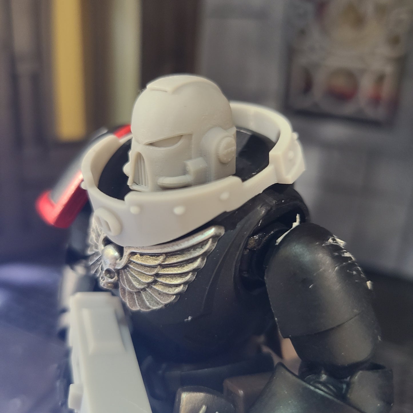 Veteran Warrior Gorget Armor with Grill and Rivets custom resin neck armor compatible with JoyToy 1:18 scale armored action figures.