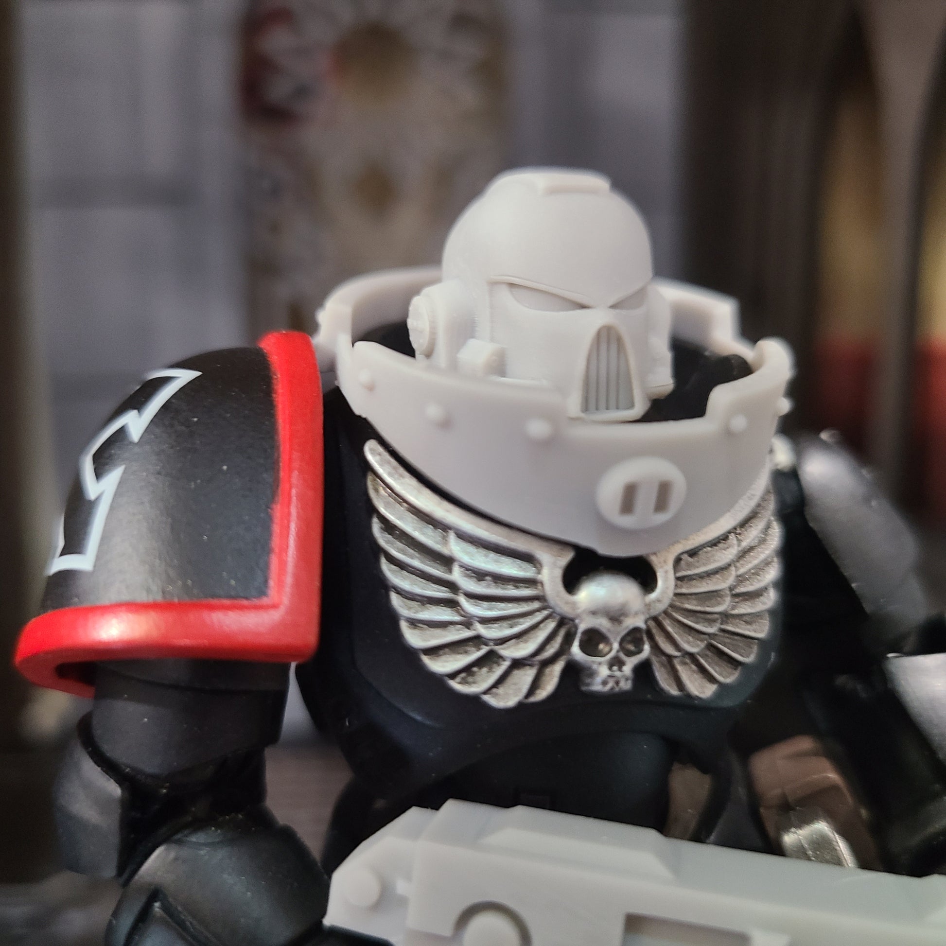 Veteran Warrior Gorget Armor with Grill and Rivets custom resin neck armor compatible with JoyToy 1:18 scale armored action figures.