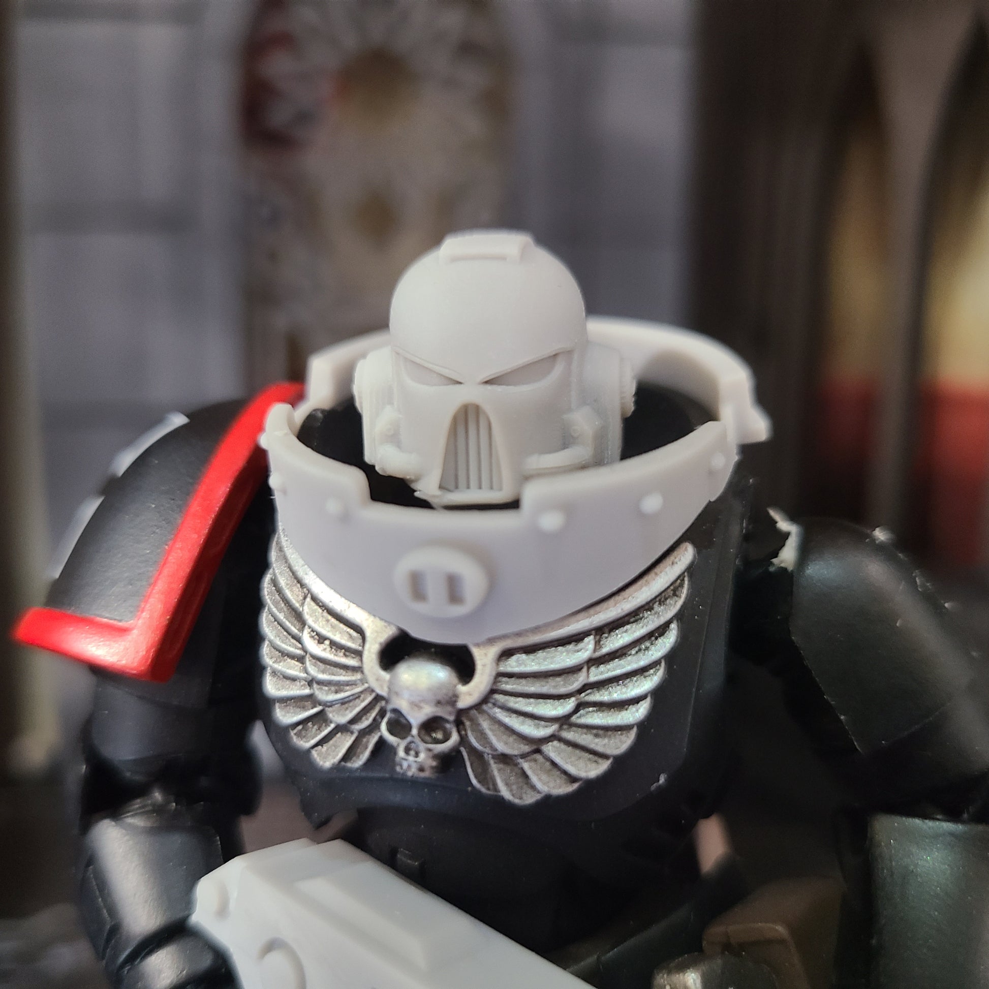 Veteran Warrior Gorget Armor with Grill and Rivets custom resin neck armor compatible with JoyToy 1:18 scale armored action figures.
