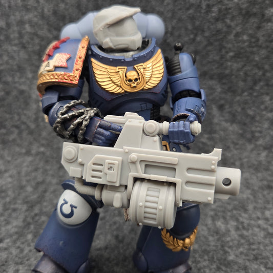Veteran Warrior Heavy Bolter Type 30 with Drum SM2 compatible with JoyToy 1:18 scale armored action figures custom resin weapon