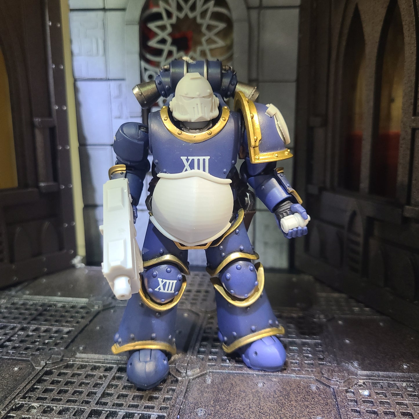 Veteran Warrior Type 3 Belly Plate Armor custom resin upgrade compatible with JoyToy 1:18 scale armored action figures.
